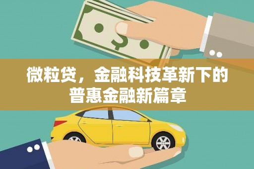 剑川微粒贷，金融科技革新下的普惠金融新篇章