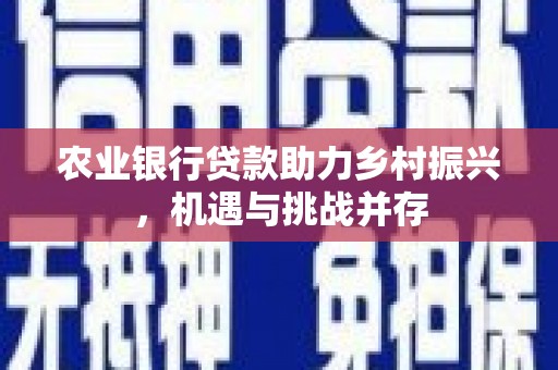 剑川农业银行贷款助力乡村振兴，机遇与挑战并存