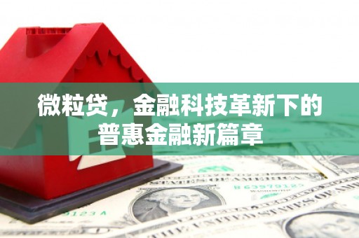 剑川微粒贷，金融科技革新下的普惠金融新篇章